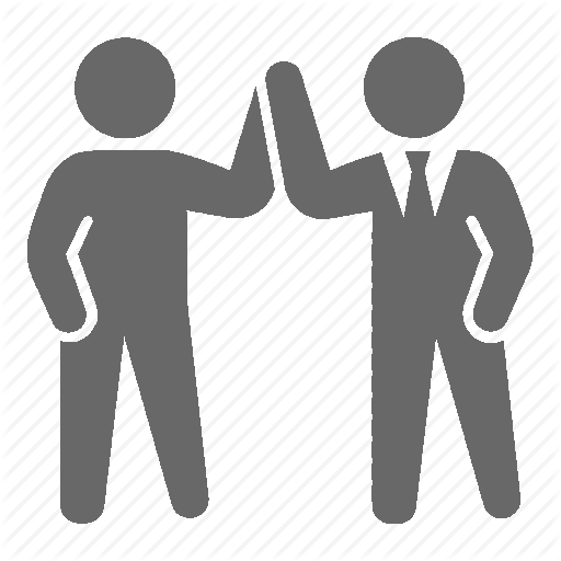 An icon of two people, giving a high-five