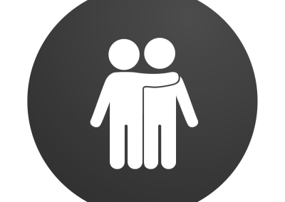 An icon of two people, with their arms around each other