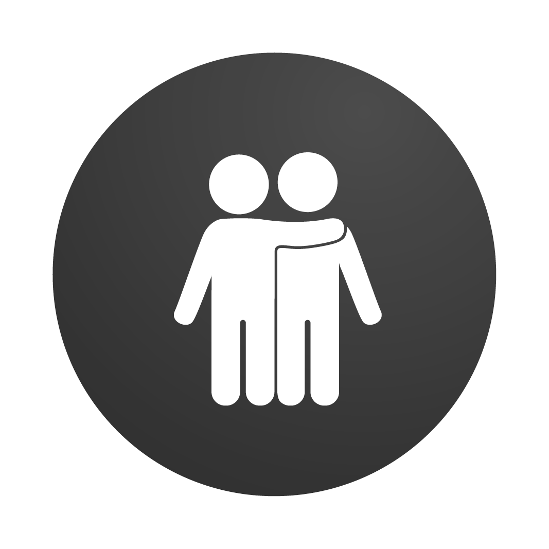 An icon of two people, with their arms around each other