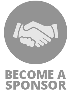 and icon of a hand shake with text reading Become a Sponsor