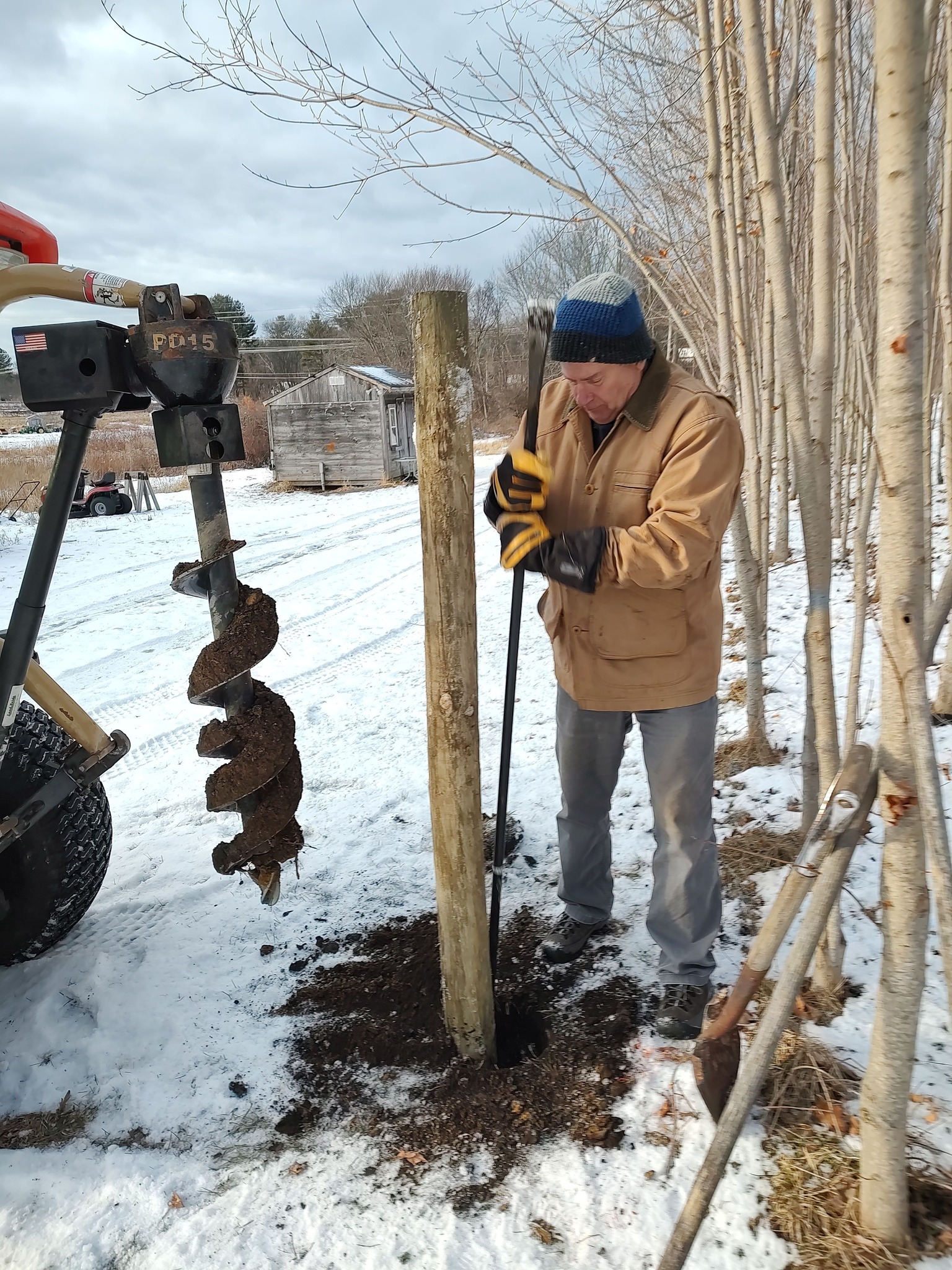 Digging holes for maple syrup lines